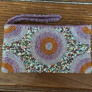 Vintage hand beaded small clutch purse or evening bag